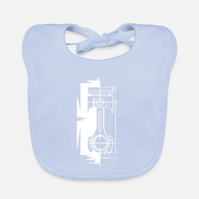 Piston Sketch Off Block Engine Car Symbol v8 Logo Organic Baby Bibs