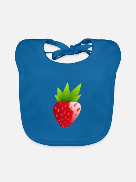 Erdbeere - Baby Bio-Lätzchen - Pfauenblau