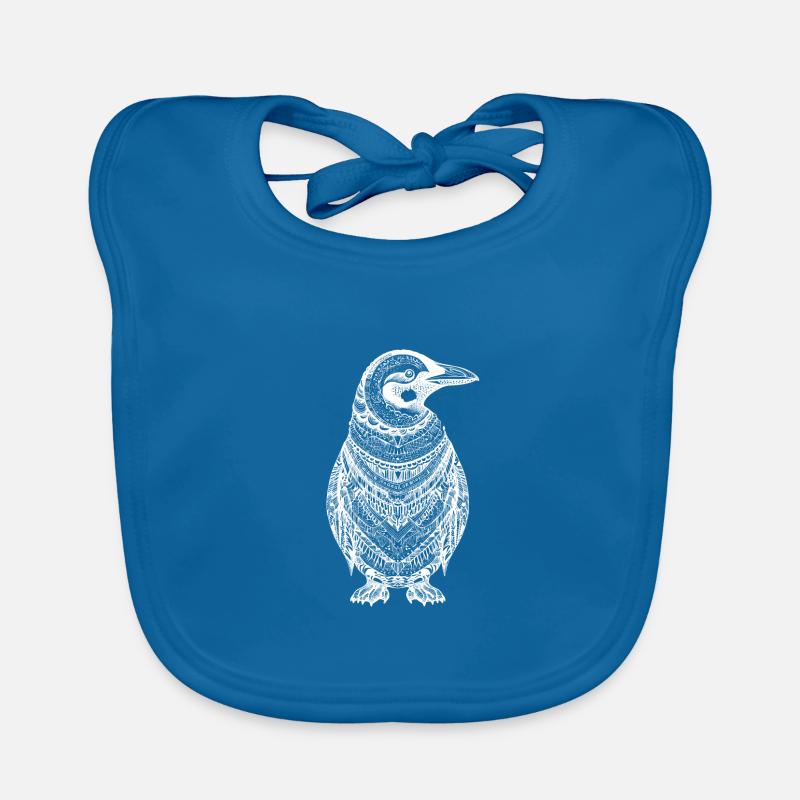 Pingouin cool avec des motifs ethno boho en blanc Bavoir bio Bébé