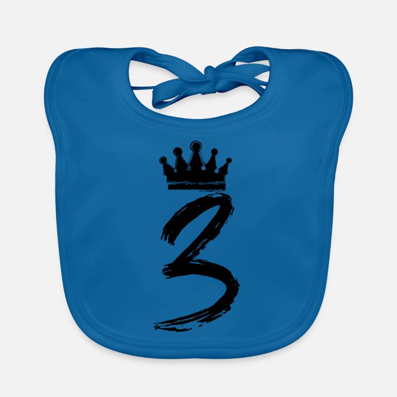 3 Number crown Organic Baby Bibs