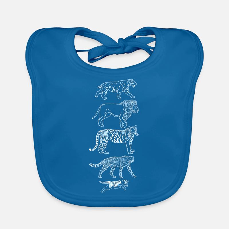 Evolution Katze Tiger Gepard Löwe Senkrecht weiß - Baby Bio-Lätzchen - Pfauenblau