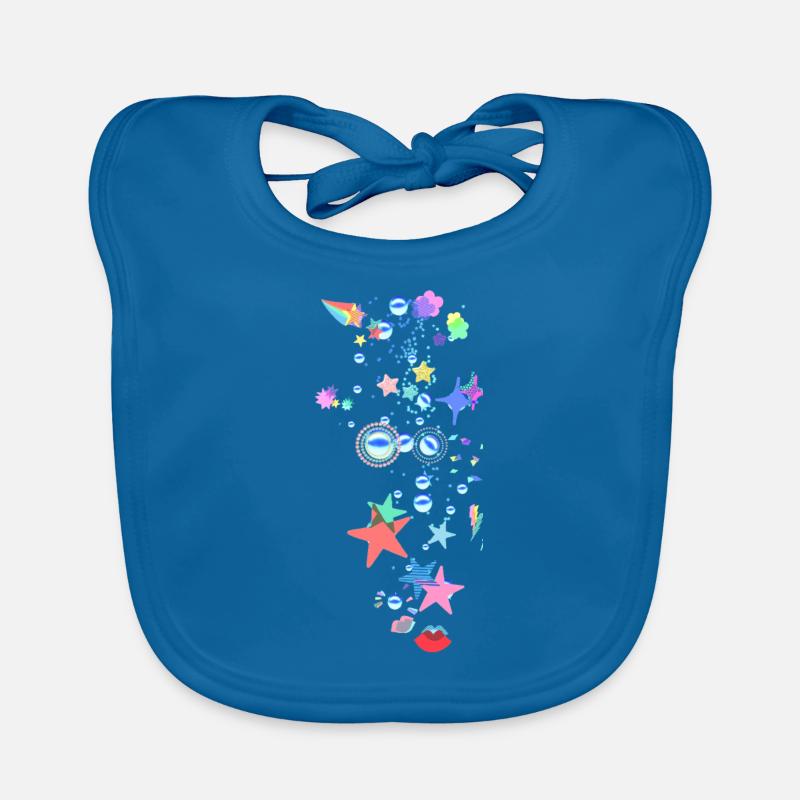 Sterne, Regenbogen, Perlen, Herzen, illustration Baby Bio-Lätzchen