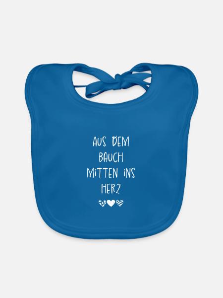 Aus dem Bauch mitten ins Herz - Baby Bio-Lätzchen - Pfauenblau - Vorne