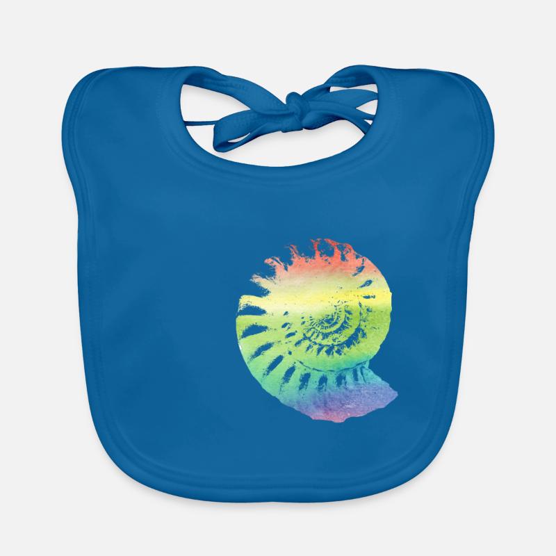 Fossil ammonite in rainbow colored gift Organic Baby Bibs
