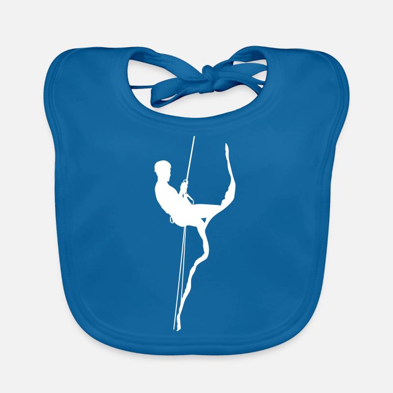 Descente en rappel - Bavoir bio Bébé - bleu paon