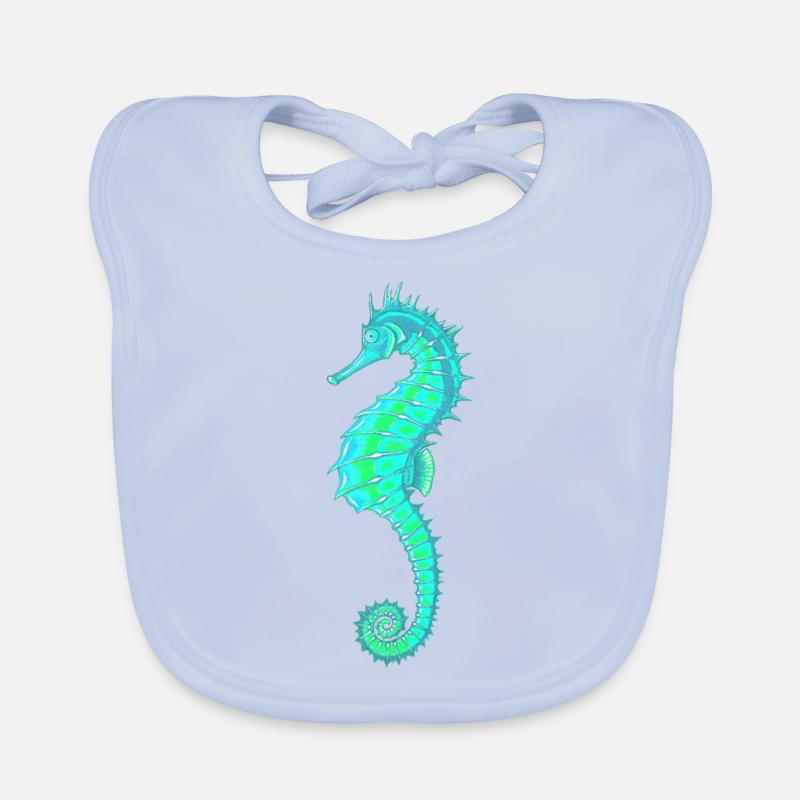 Seepferdchen Türkis. Meeresleben. Seepferdchen Baby Bio-Lätzchen