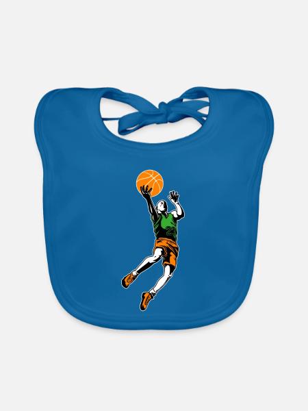 Basketball, Basketball und Basketball - Baby Bio-Lätzchen - Pfauenblau