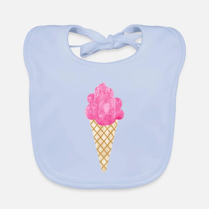 Crème glacée Gaufre rose Fan de crème glacée Snacking Fan d’été Bavoir bio Bébé
