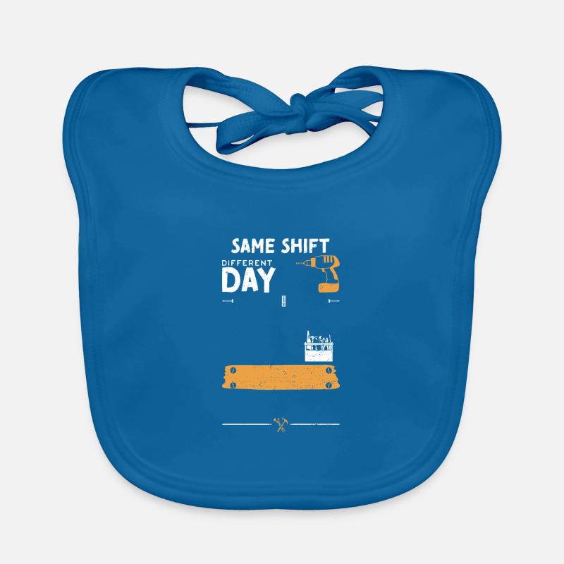 Same Shift Different Day - Organic Baby Bibs - peacock-blue