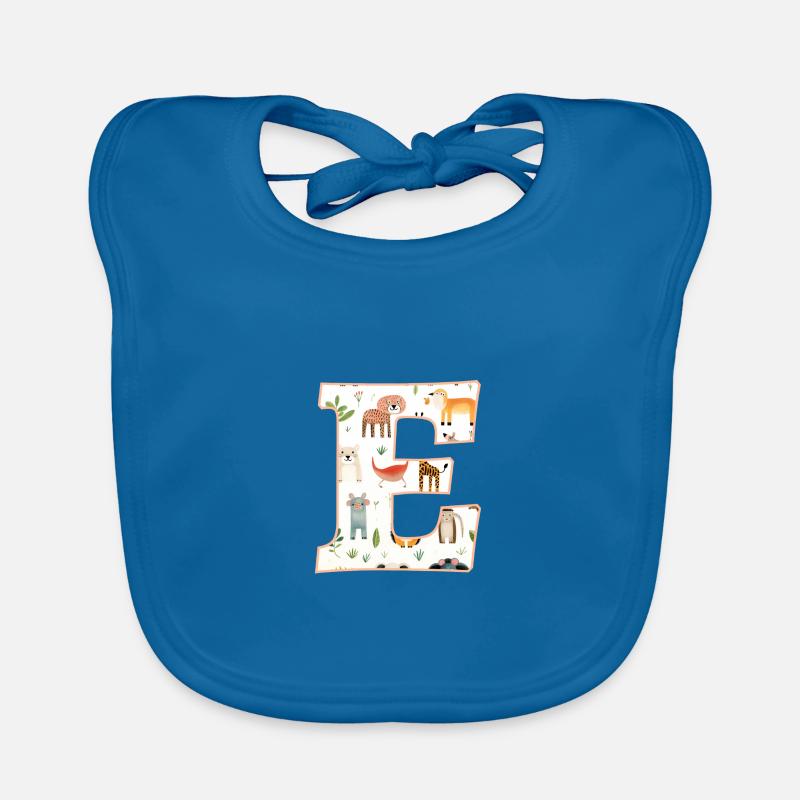 Buchstabe E, Monogramm, Tiermuster Baby Bio-Lätzchen