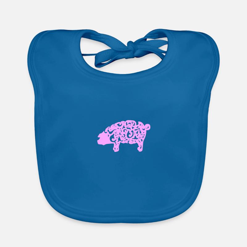 Schwein Muster Schnörkel - Baby Bio-Lätzchen - Pfauenblau