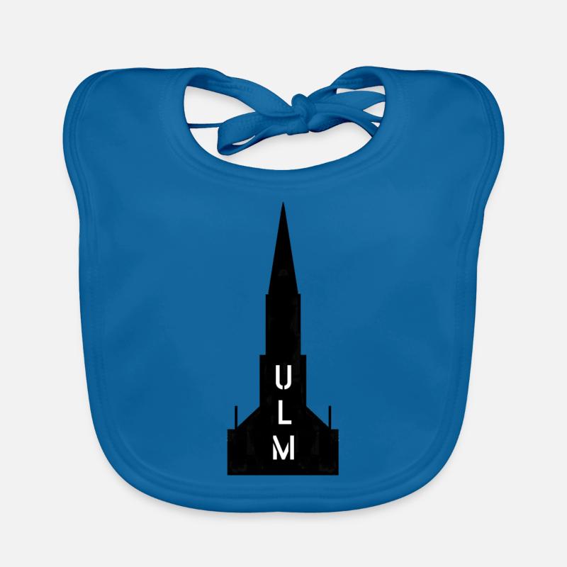 Ulm Münster - Baby Bio-Lätzchen - Pfauenblau