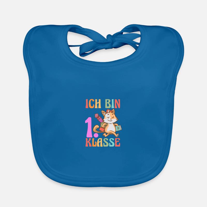 Katze Erste Klasse Schulkind Schulbeginn Einschulu Baby Bio-Lätzchen