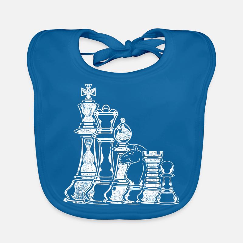 Échecs - Bavoir bio Bébé - bleu paon