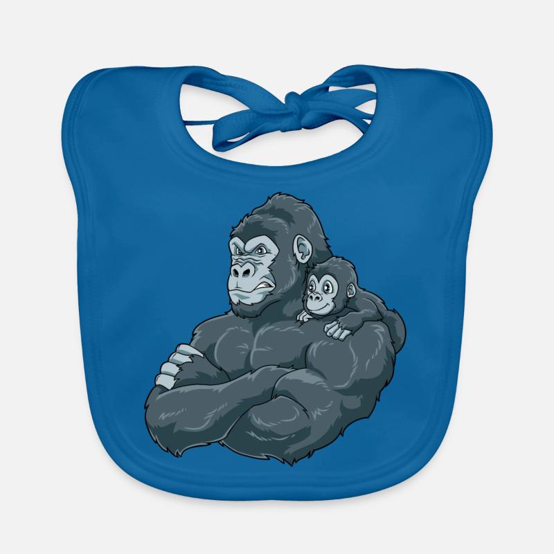 Starker Gorilla mit Gorilla Kind Baby Bio-Lätzchen