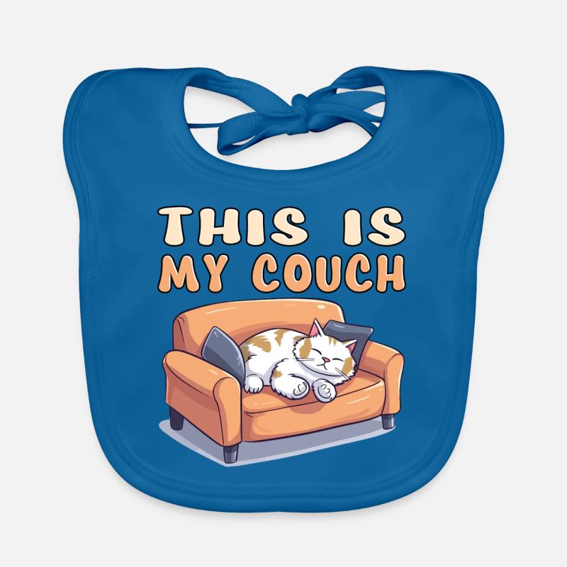 Cat Couch Sofa Funny Humor Typical Cartoon Organic Baby Bibs