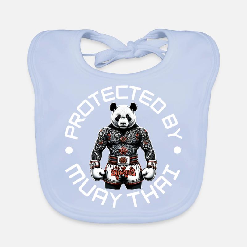 Muay Thai Panda - Kickboxen und Panda Thai Boxen Baby Bio-Lätzchen