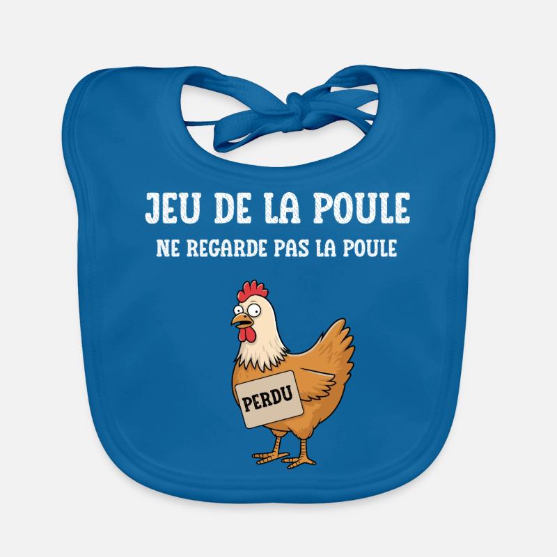 jeu de la poule - Bavoir bio Bébé - bleu paon
