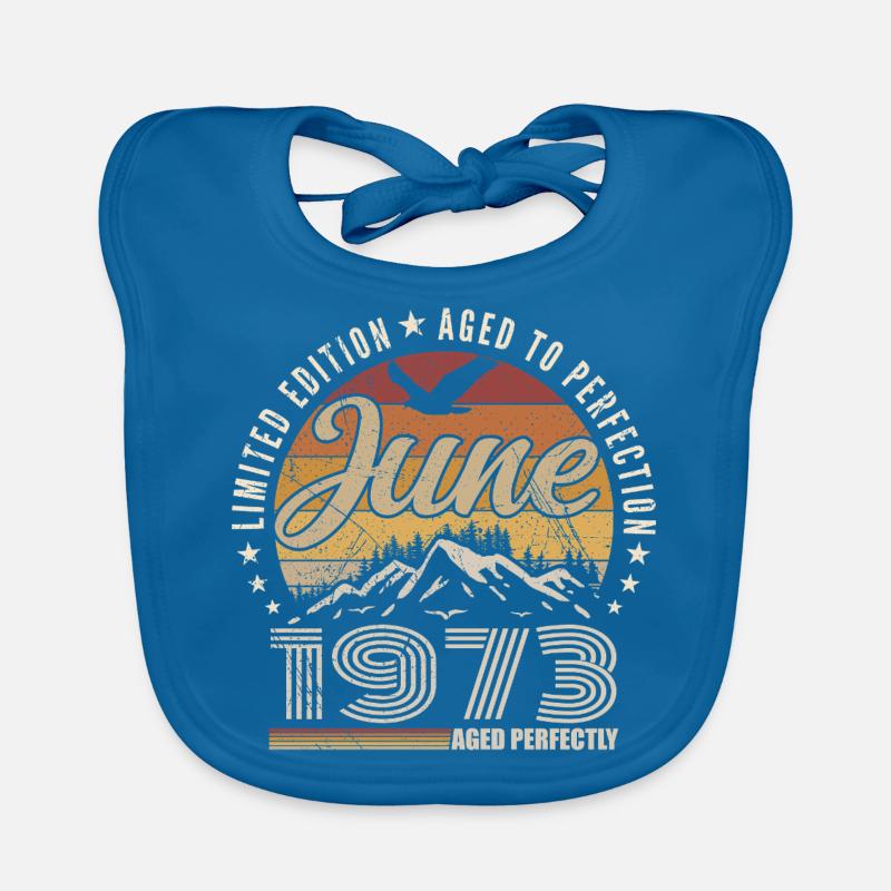June 1973 52nd Anniversary Gift June 1973 Retro Organic Baby Bibs