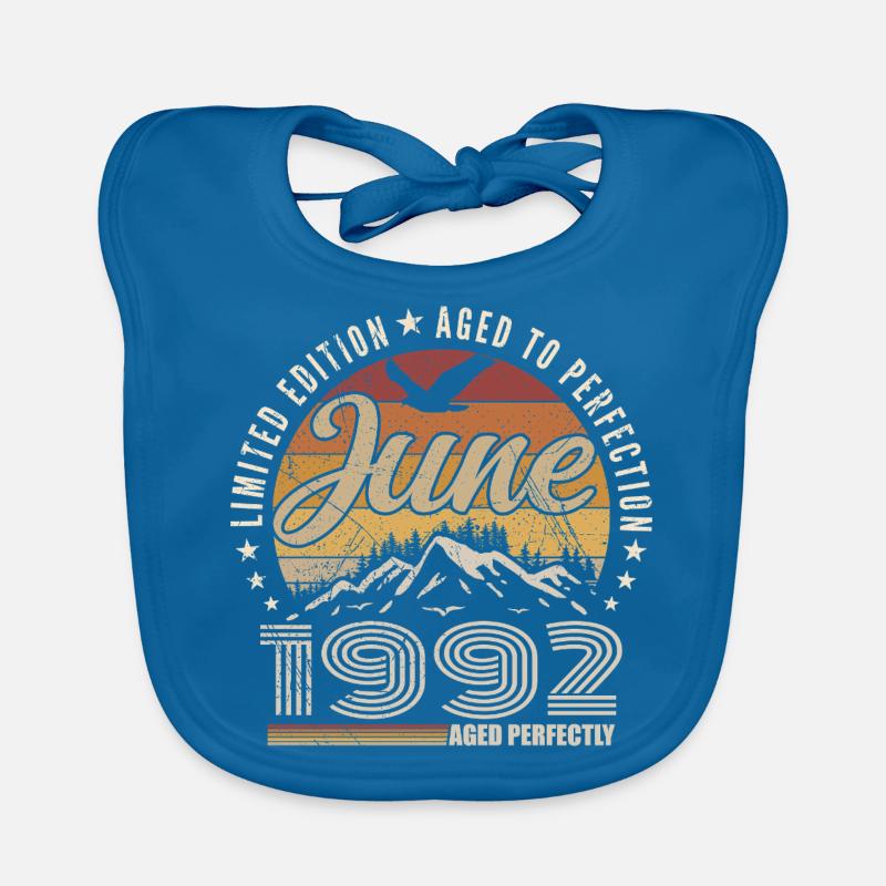 June 1992 33rd Anniversary Gift June 1992 Retro Organic Baby Bibs