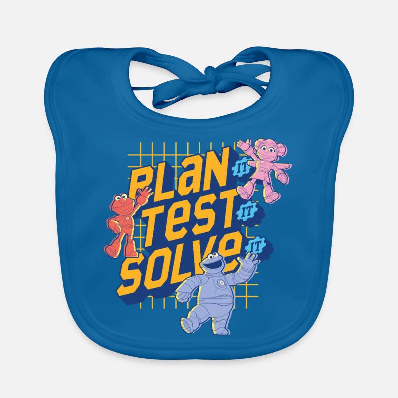 Mecha Builders Team Plan It, Test It, Solve It - Organic Baby Bibs - peacock-blue