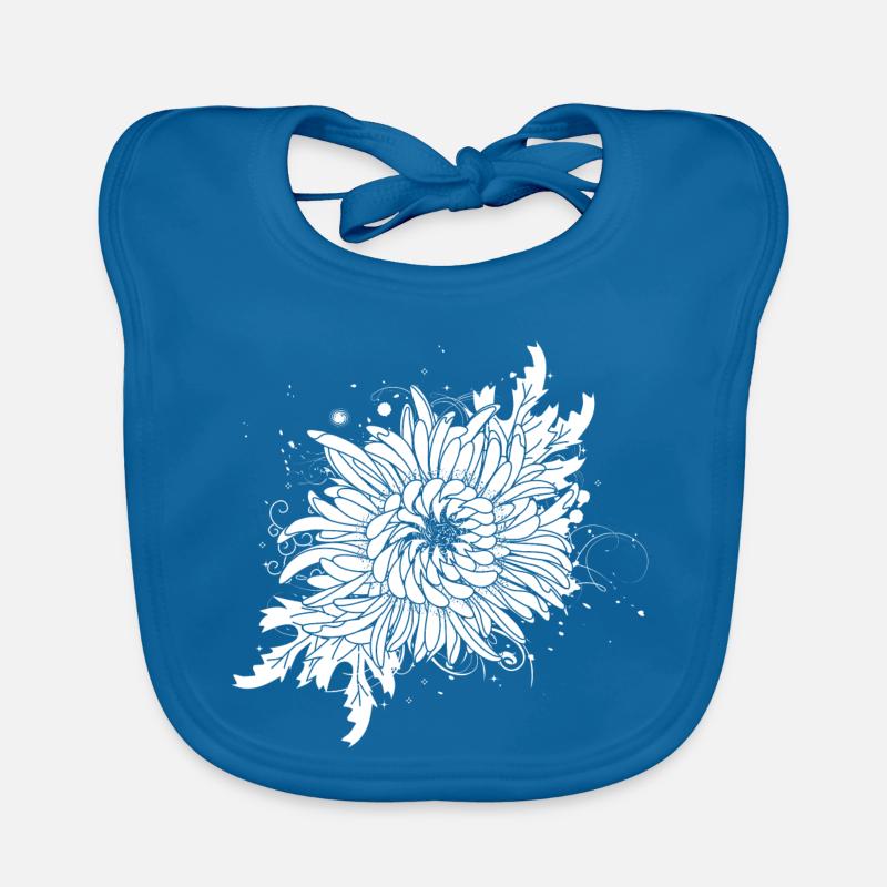 chrysanthème blanc Bavoir bio Bébé