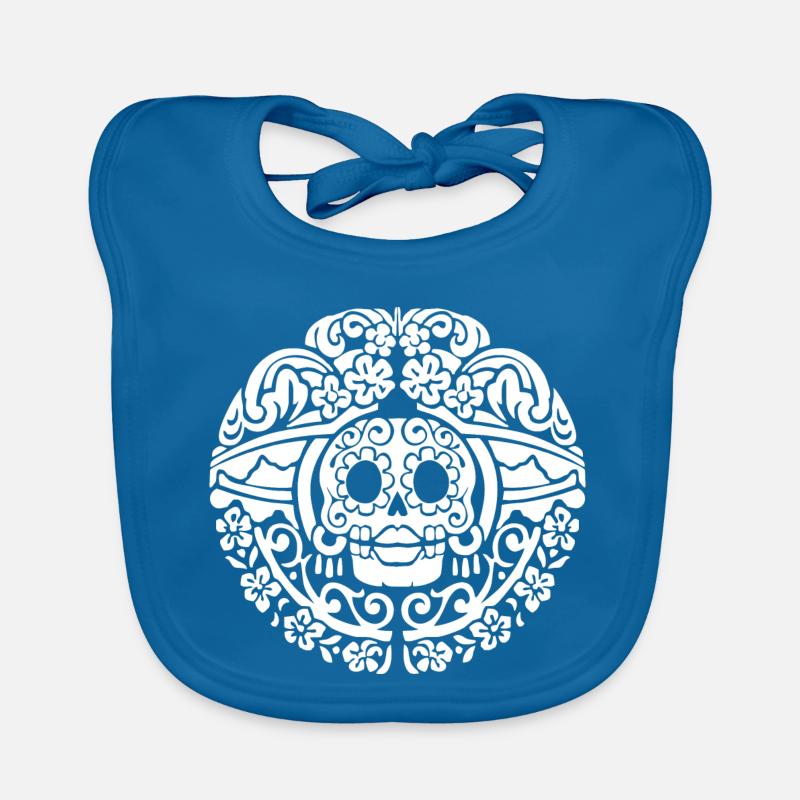 Catrinas Schädel - Baby Bio-Lätzchen - Pfauenblau