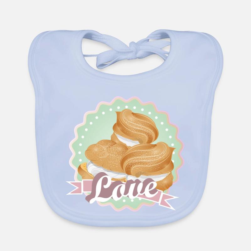 Illustration de trois choux à la crème fourrés Bavoir bio Bébé