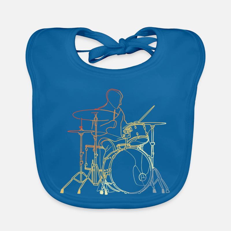 Vintage Drummer Drawing Organic Baby Bibs