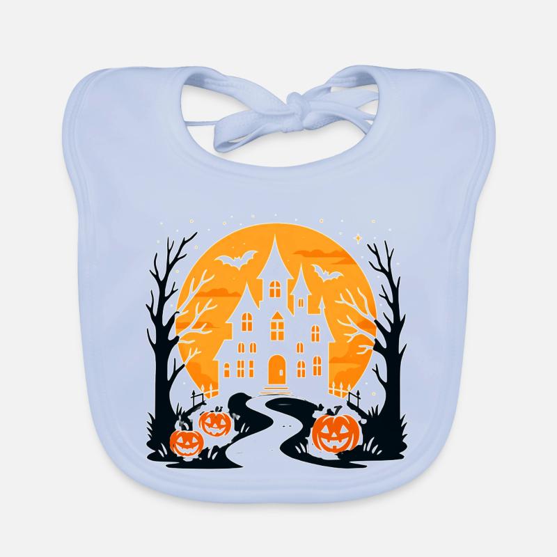Château d'Halloween effrayant avec des citrouilles Bavoir bio Bébé