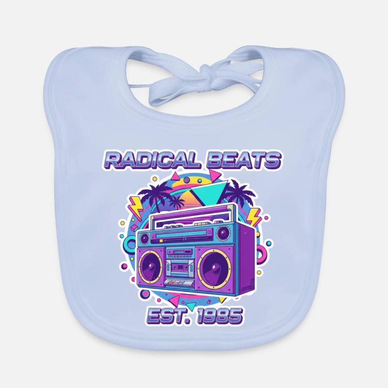 Radical Beats – 80s Retro Boombox Design Organic Baby Bibs