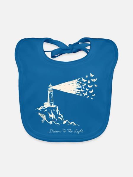 Drawn To The Light Lighthouse - Baby Bio-Lätzchen - Pfauenblau - Vorne