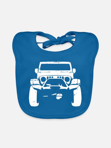 4x4 rêve cadeau voiture véhicule - Bavoir bio Bébé - bleu paon - Devant