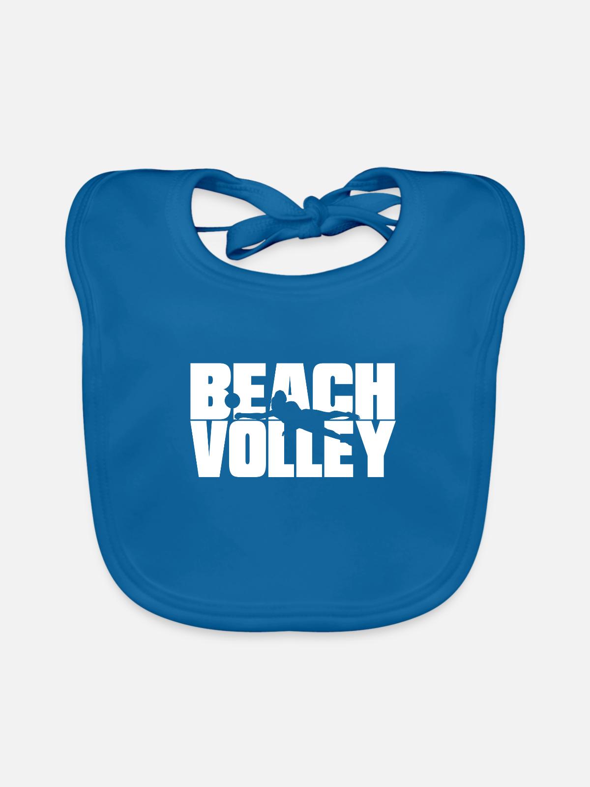Beachvolleyball - Baby Bio-Lätzchen - Pfauenblau - Vorne