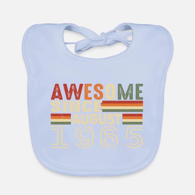 August 1965 Vintage Birthday Gift 59 Years Organic Baby Bibs