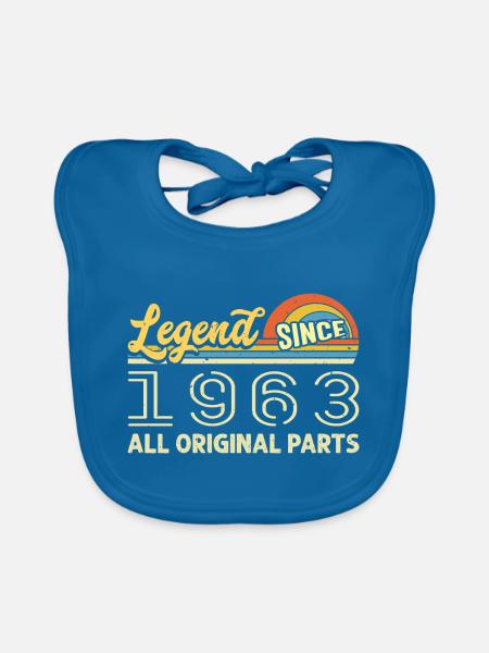 Legendary since 1963 Birthday 1963 Born 1963 - Organic Baby Bibs - peacock-blue - Front
