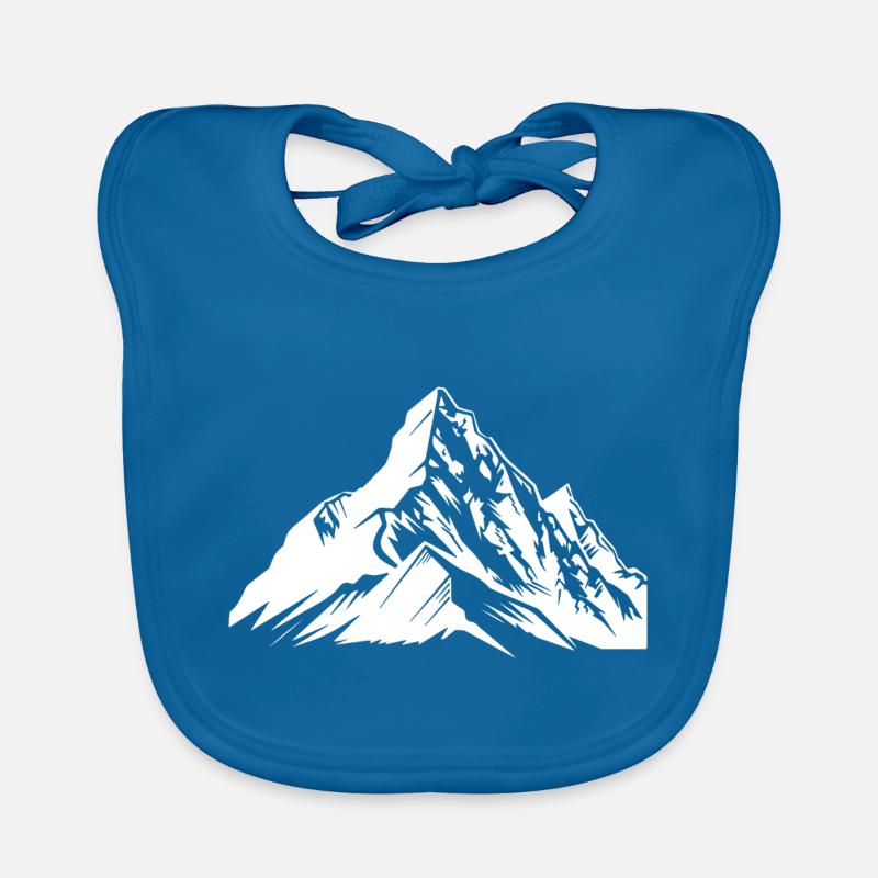 Montagnes Alpes - Bavoir bio Bébé - bleu paon