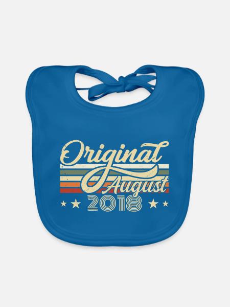 August 2018 Geburtstag August 2018 - Original 2018 - Baby Bio-Lätzchen - Pfauenblau - Vorne