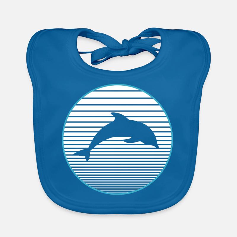 dauphin - Bavoir bio Bébé - bleu paon