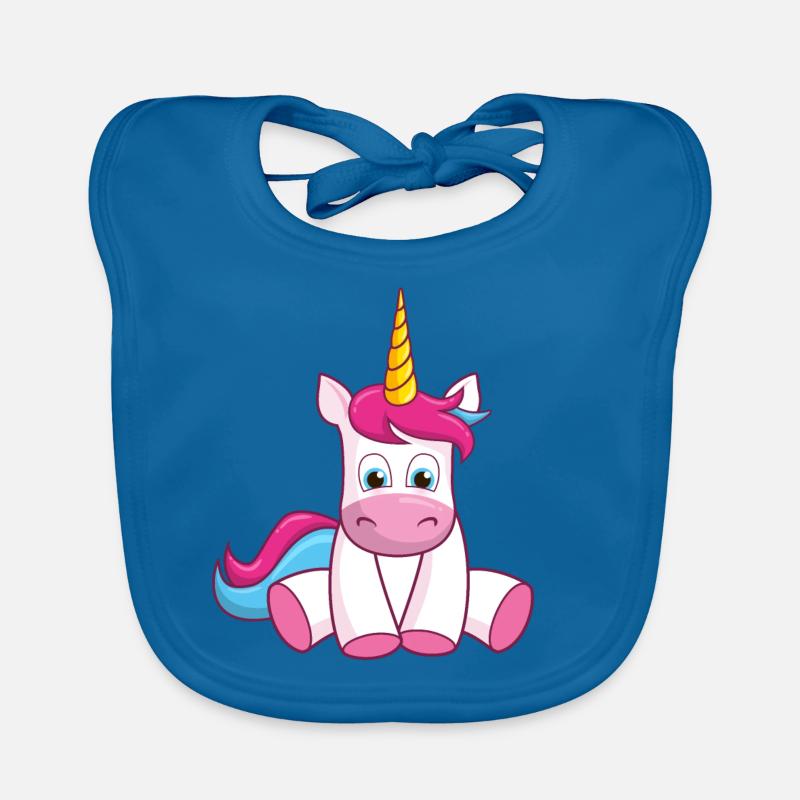 Einhorn sitzend Unicorn Geschenk Baby Bio-Lätzchen