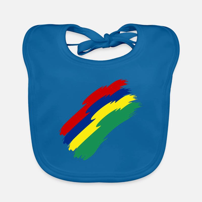 Couleurs du drapeau de l’île Maurice - Bavoir bio Bébé - bleu paon