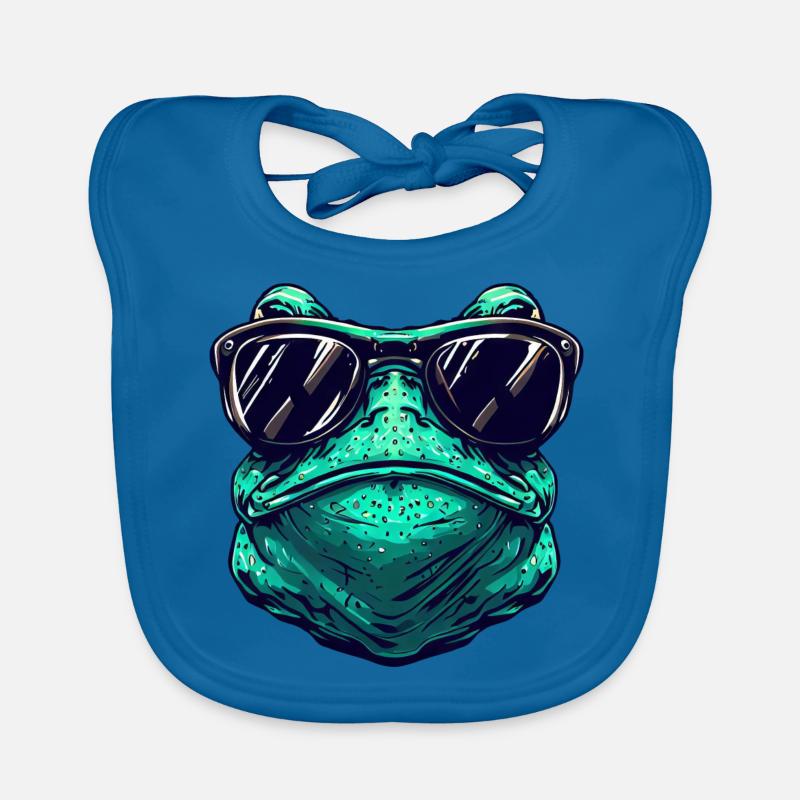Cool frog with sunglasses – Animal Organic Baby Bibs