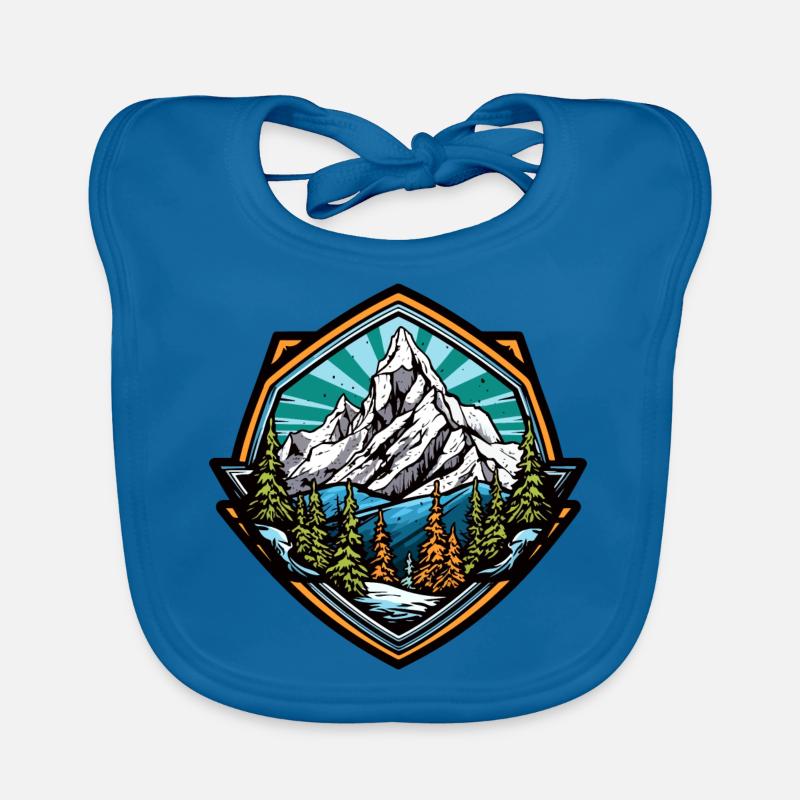 Mountains Hiking Symbol Organic Baby Bibs