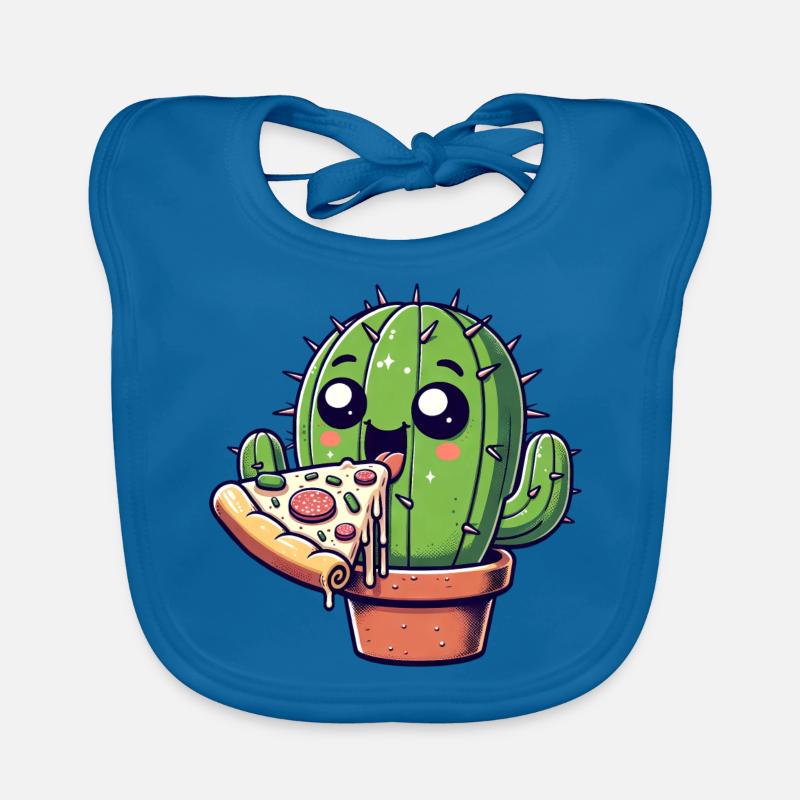 Bande dessinée mignonne Cactus Pizza Bavoir bio Bébé