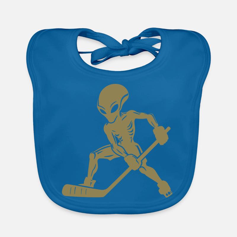 Alien Eishockeyspieler Silhouette Minimalistisches Baby Bio-Lätzchen