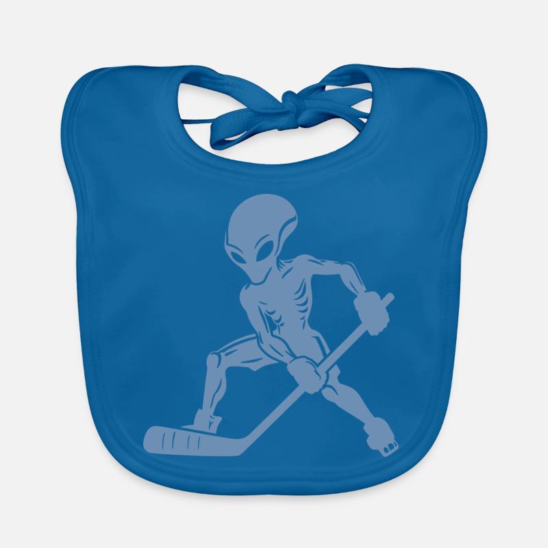 Alien Eishockeyspieler Silhouette Minimalistisches Baby Bio-Lätzchen