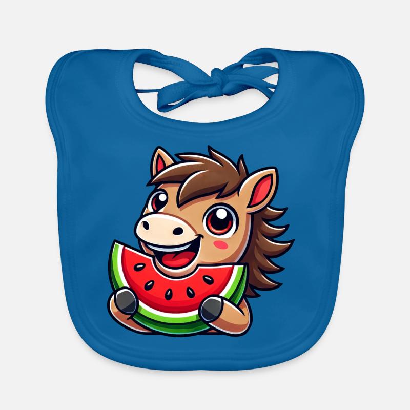 Mignon Cheval Pastèque Dessin animé Été Bavoir bio Bébé