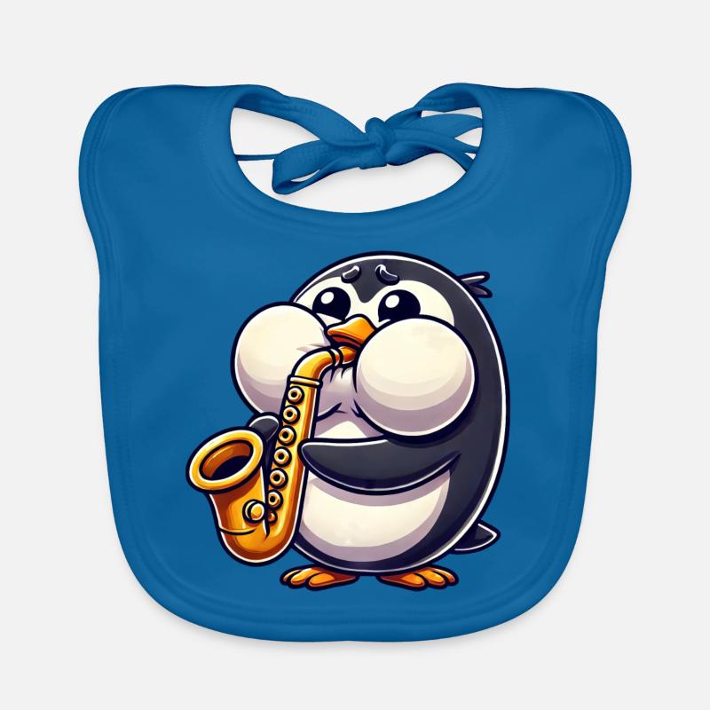 Pingouin Saxophone Musique classique Joues épaisses Bavoir bio Bébé