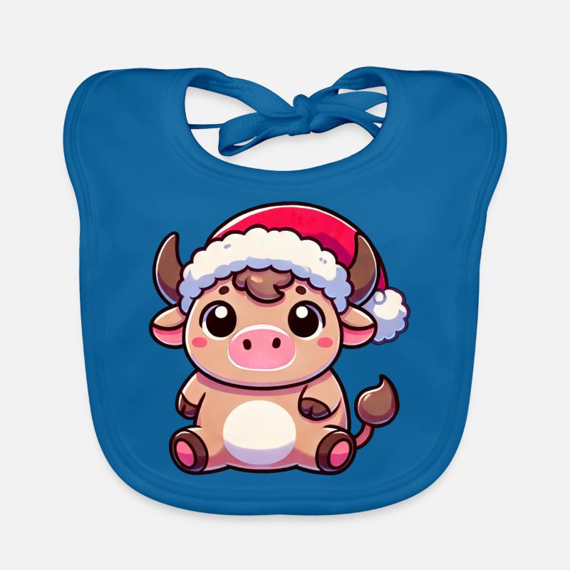 Süße Chibi Weihnachtskuh Cartoon Design Baby Bio-Lätzchen