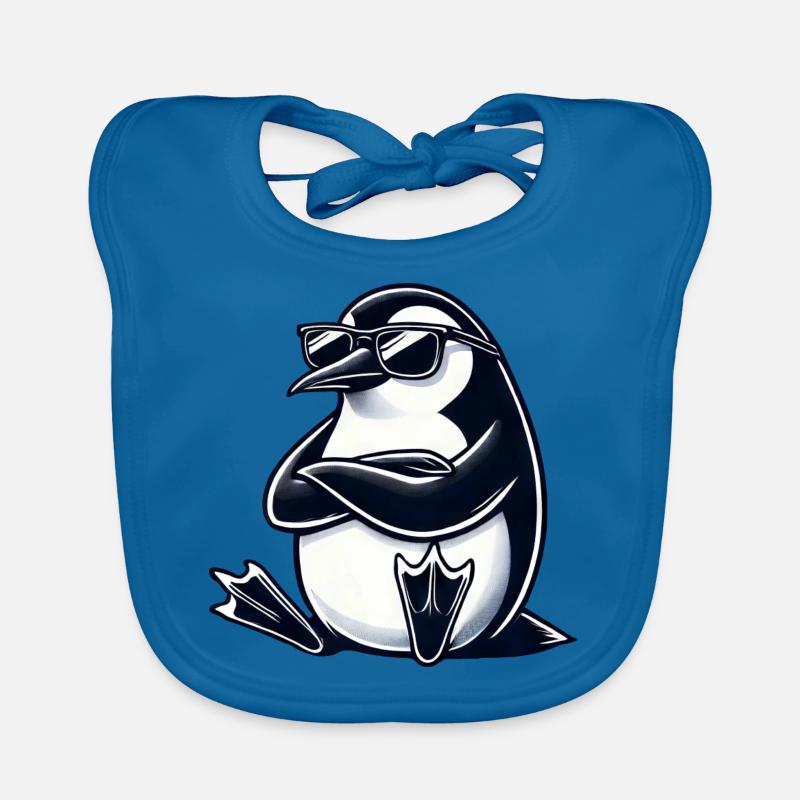 pingouin cool avec des lunettes de soleil et entrelacé Bavoir bio Bébé